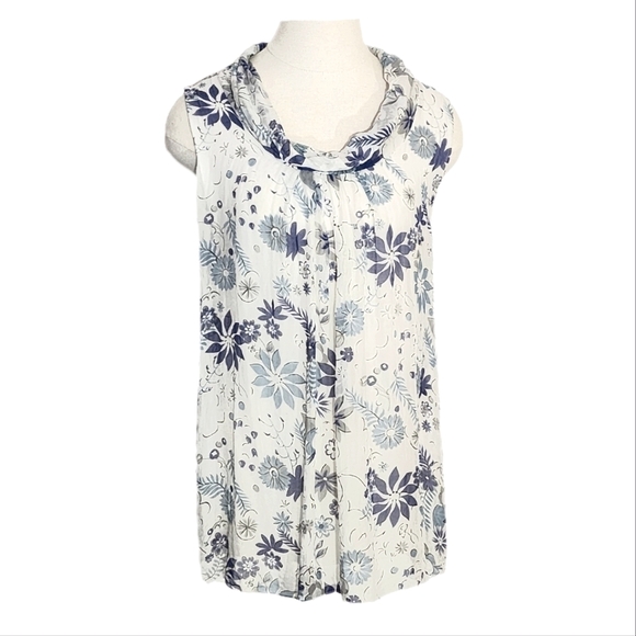 Ambra Blouse Silk Floral Sleeveless Cowl Neck White Size L - Picture 15 of 15